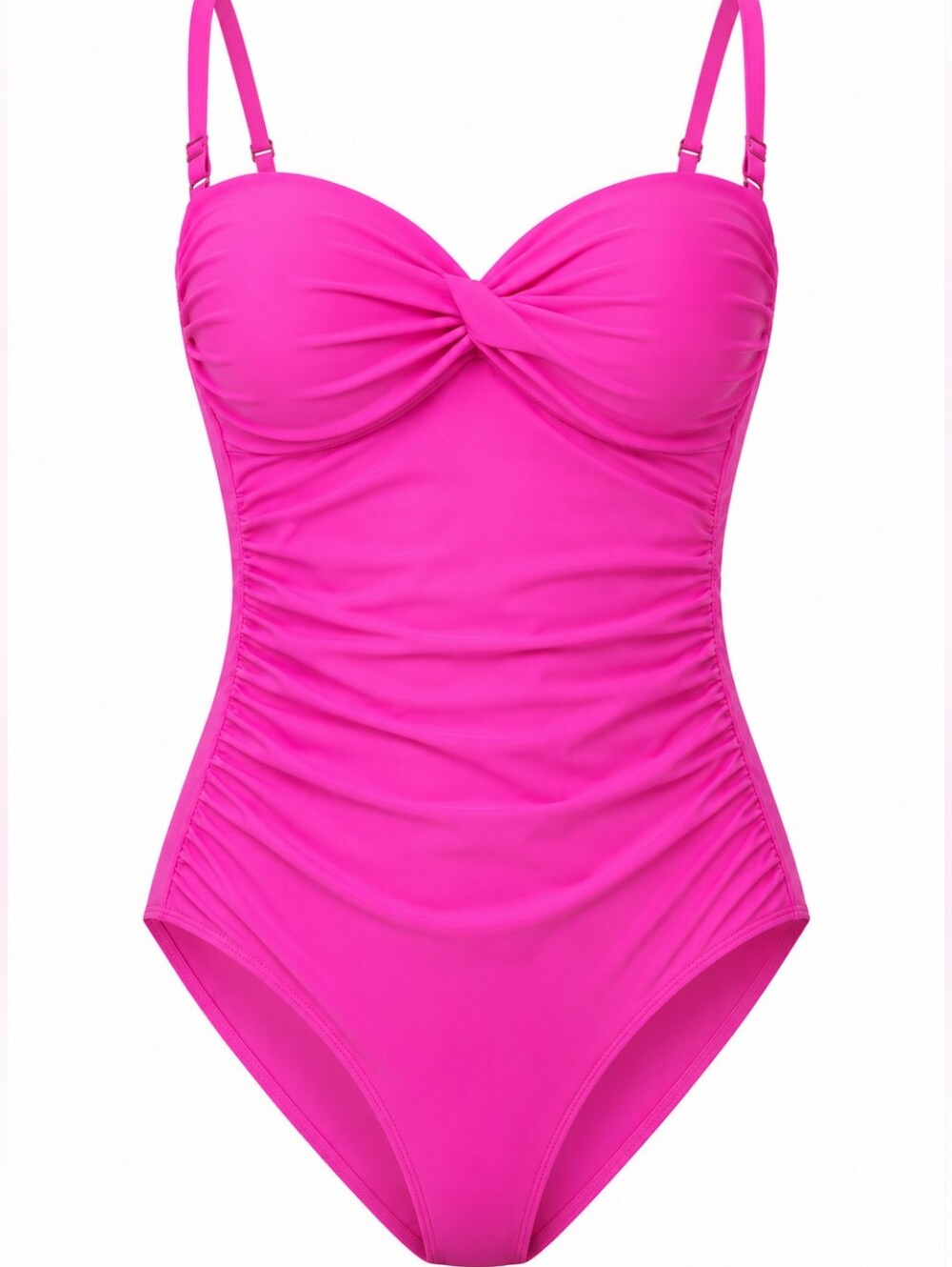 RELLECIGA | Neon Rose Hot Pink Ruched Tummy Control One Piece Swimsuit | L